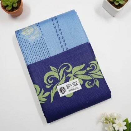 Navy Blue & Sky Blue Designer Fancy Silk Saree