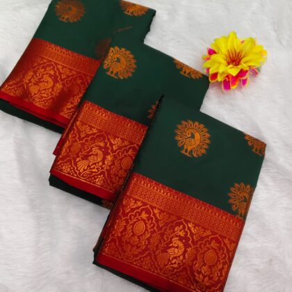 Elegant Teal Blue Silk Saree with Navy Contrast Zari Border