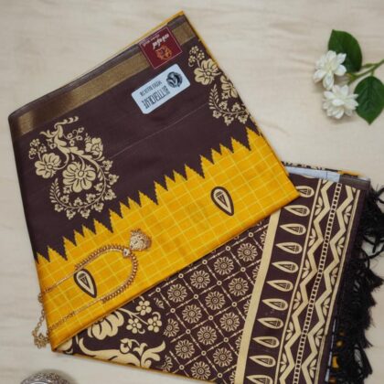 Geometric Chaos Vittercase Saree in Olive & Metallic Gold